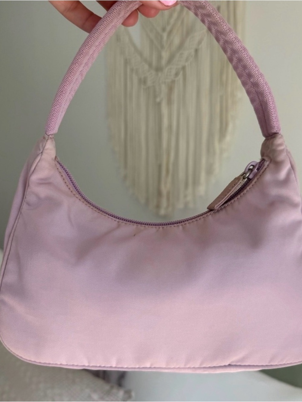 Prada Vintage Lavender Lilac Nylon Mini Hobo Shoulder Bag RARE color + COA - Picture 2 of 8